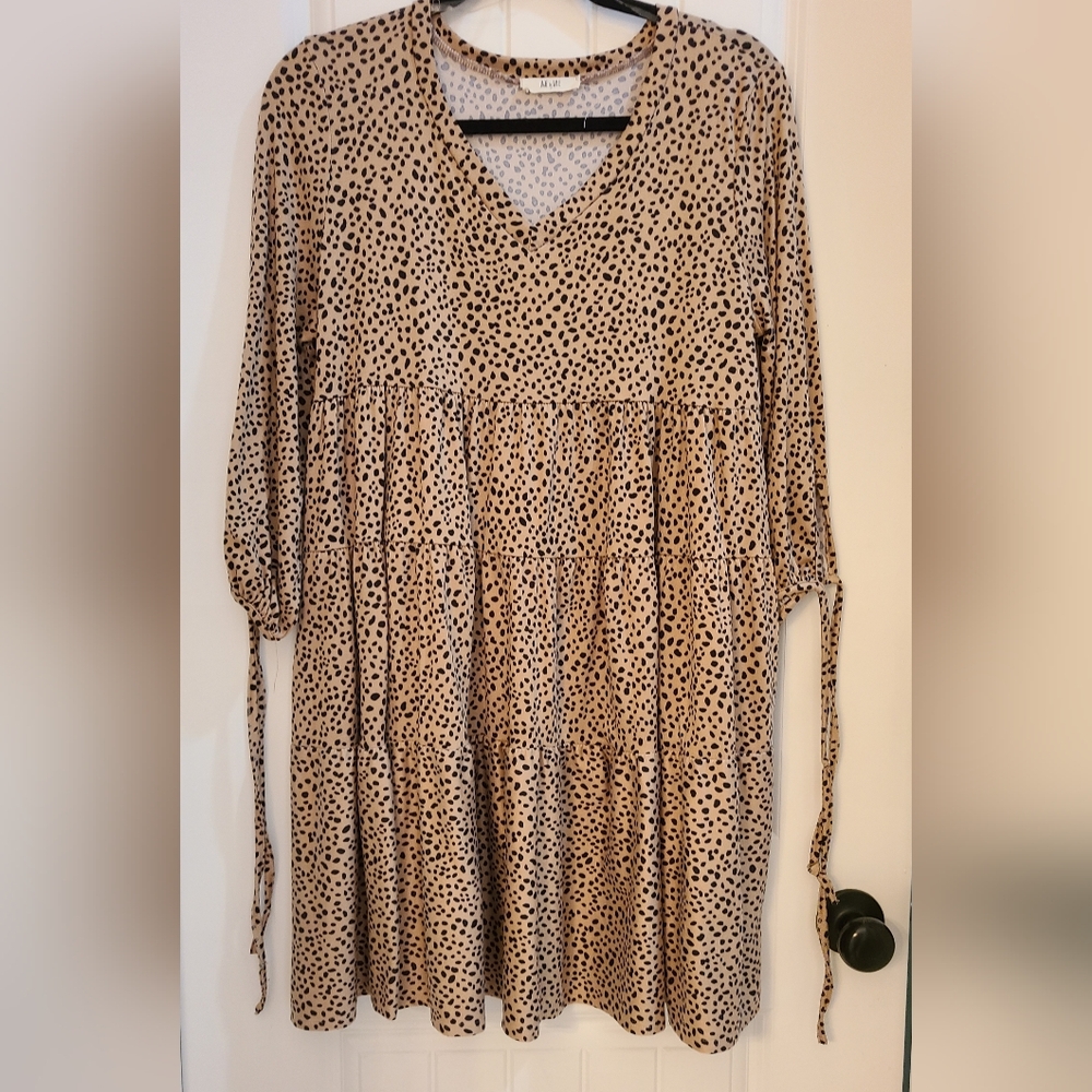 Elegant Long Sleeve Polka Dot Dress